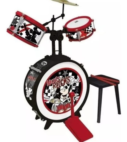 Bateria Mickey Rocks De 3 Cuerpos Con Banqueta Reig