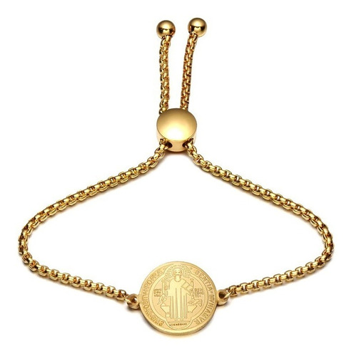 Pulsera De San Benito Sacramental Protección Chapado Oro Ip