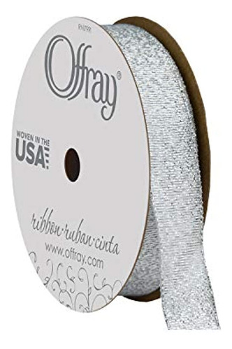 Offray 5/8  Wide Galena Craft Ribbon, 4 Yards, Silver