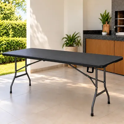 Mesa Dobrável Vira Maleta Portátil Jardim Camping 1,80m Com