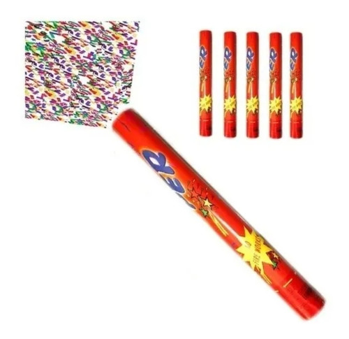 Pack X5 Tubo Cañon Lanza Confetti Navidad   Fiesta 80cm