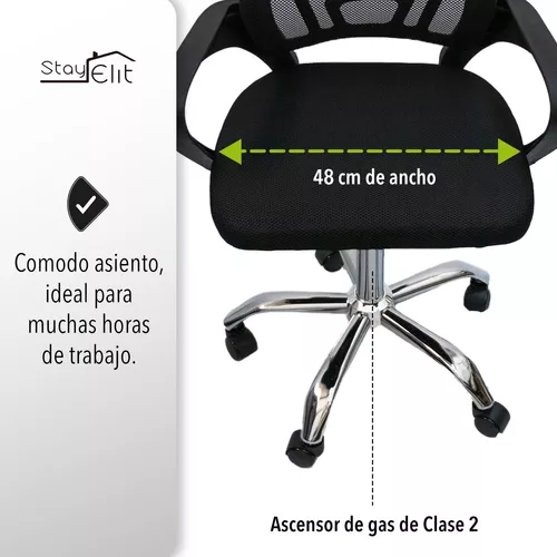 Silla Ejecutiva Oficina Ergonomica Escritorio Reclinable Color Negro  Material del tapizado malla transpirable