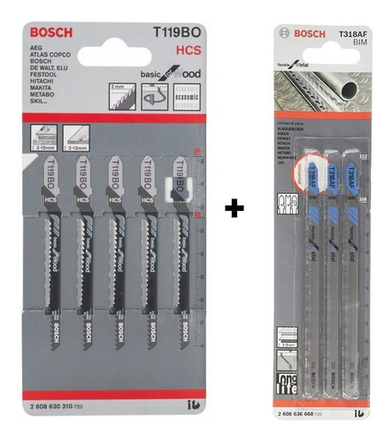 Kit Bosch De Hojas Sierra Caladora Para Metal Y Madera 8 Pzs