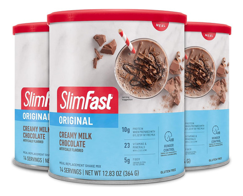 Slimfast Original Chocolate Perdida Peso 364 Gr X 3 Und