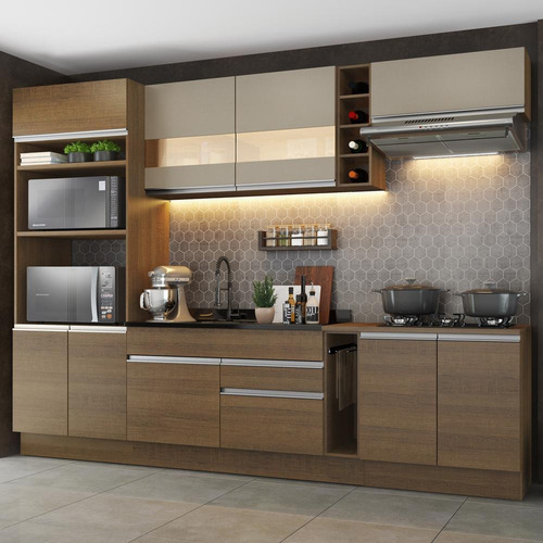 Cozinha Madesa Vicenza C Armário E Balcão (sem Tampo E Pia) Cor Rustic/Bronze