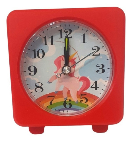 Reloj Infantil Color Rojo Con Diseño De Unicornio Con Alarma