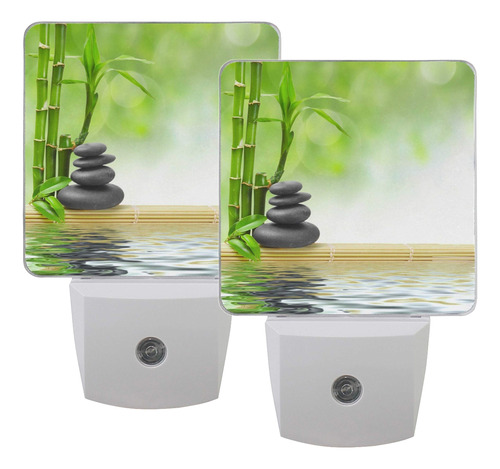 Naanle Juego 2 Spa Zen Stone Green Bamboo Water Auto Sensor