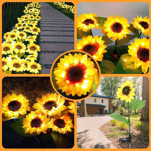 Luz Led N Solar Power Con Forma De Girasol Para Exteriores,