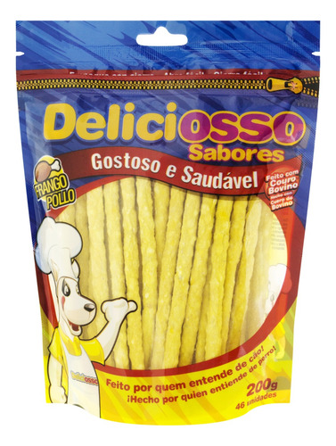 Palito Mastigável para Cães Adultos Frango Deliciosso 200g 46 Unidades