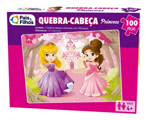 Jogo Quebra-Cabeça Princesas em Madeira 30 Peças +4 Anos Infantil