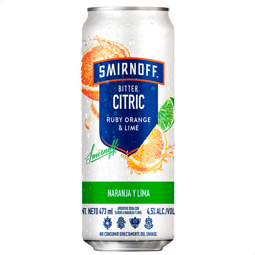 Vodka Smirnoff Ruby Orange & Lime Bitter Citric - Pack X6