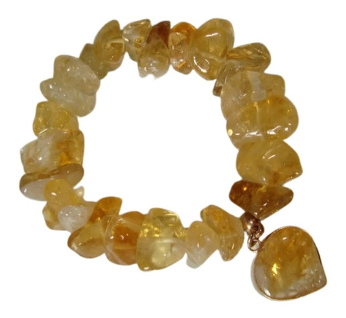 Pulseira Elástica Pedra Natural Citrino Amarelo