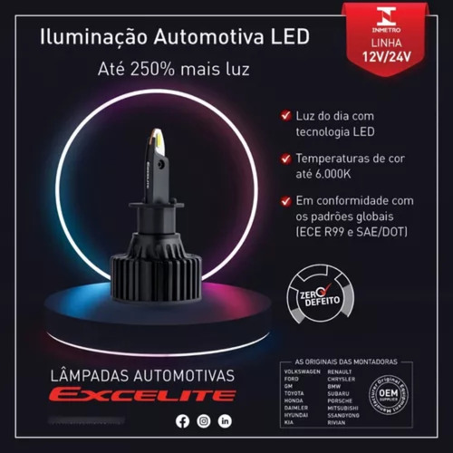 Lâmpada Led H7 12/24v E-series 6000k Excelite