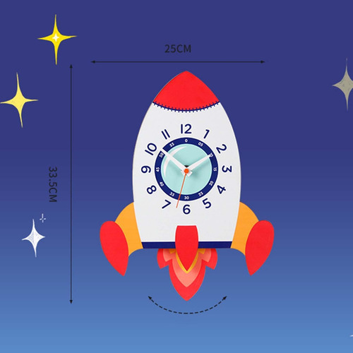 Reloj De Pared Lindo 3d Reloj De Péndulo Reloj Cohete
