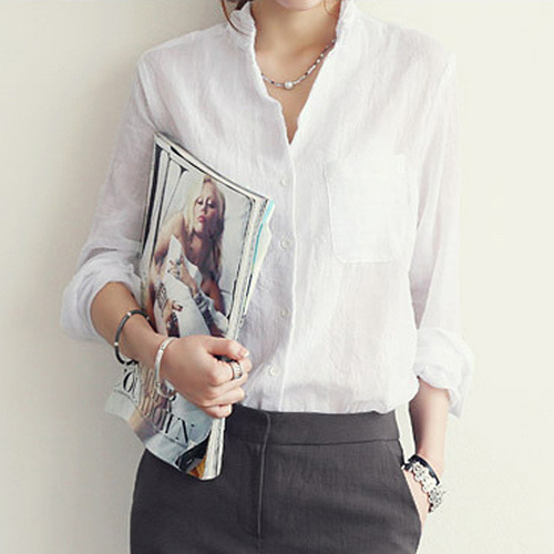 Camisa De Lino Tops Femeninos Ropa De Moda Coreana Blusa De