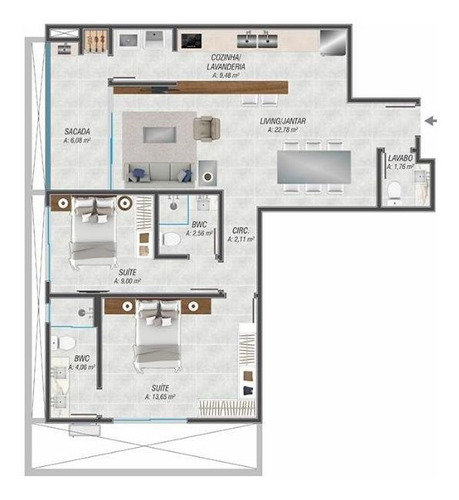 Imagem 7 de 10 de Apartamento Em Jurerê Internacional, Florianópolis/sc De 130m² 2 Quartos À Venda Por R$ 1.295.899,98 - Ap778272-s