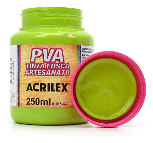 Tinta Pva Fosca Para Artesanato 250ml - Acrilex 519 - Branco Cor 802 - Verde Maçã