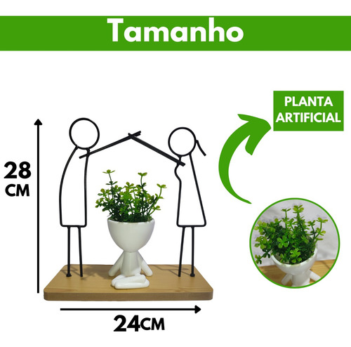 Kit Enfeite Bob Vaso Decoração Planta Artificial Prateleira