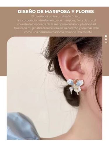 Aretes Mujer De Mariposa Y Flores Zirconia Cúbica Joyería