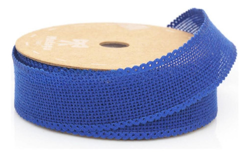 Fita De Juta Para Artesanato E Decoração 25mm C/10 Metros Cor Azul Royal