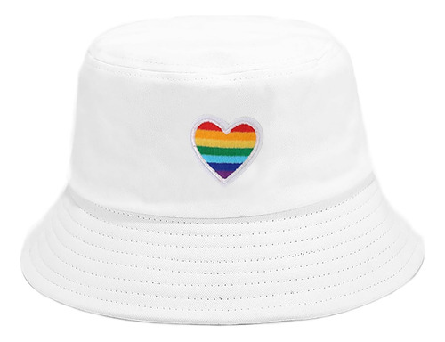 Xyiyi Rainbow Pride Sombrero Cubo Bordado Blanco Sombreros Y