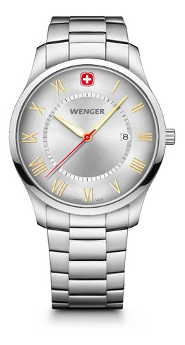 Wenger Reloj City Classic ,plata ,super-luminova, 42 Mm Color de la correa Plateado Color del bisel Plateado Color del fondo Plateado