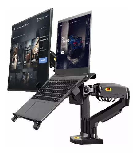 Soporte para monitor y portátil o brazo para laptop y tableta  compatible con monitor de 17 ~ 32 pulgadas y tableta de 11 ~ 17.3 pulgadas  y 4 ~ 14 pulgadas