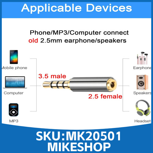 Adaptador Jack 3.5mm A 2.5mm Para Auriculares Micrófono Celu