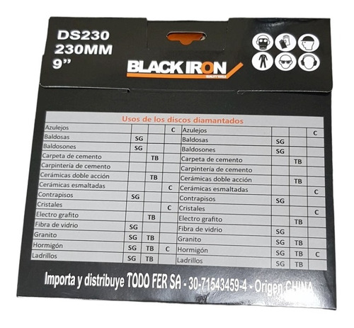 Disco Diamantado Segmentado 230mm 9 Black Iron Premium Color Naranja