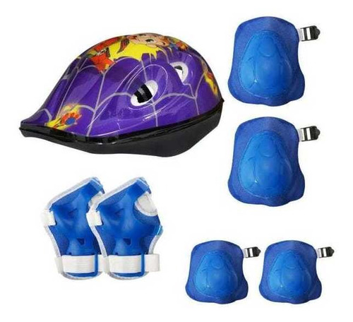 Kit De Proteção Infantil P/ Skate Bike Patins Monster Modelo Cor Azul-marinho Tamanho 54cm - 58cm