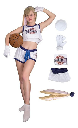 Disfraz De Lola Bunny Para Mujer Traje Completo Con Pantalones Cortos, Orejas De Conejo, Guantes De Cola Talla: M