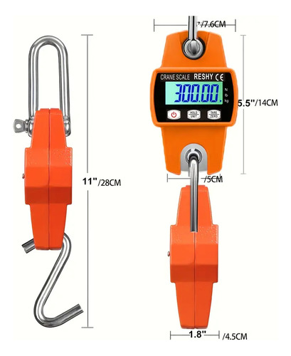 Balanza 300kg Dijital Pantalla Led+ 3 Pilas Aa Incluídas Naranja O Segun Disponibilidad De Stock