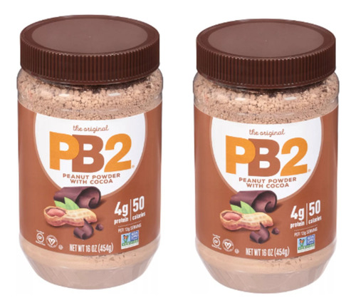 Pack 2 Polvo Cacahuate Mantequilla Con Cacao Pb2 454g C/u