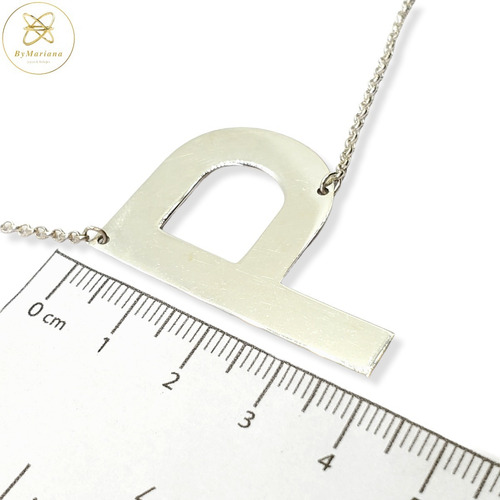 Imagen 8 de 9 de Cadena Plata Rollon Con Letra Inicial P Grande 30 X 40mm