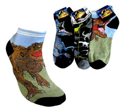 3 Pares Tines De Jurassic Park Surtido Untalla
