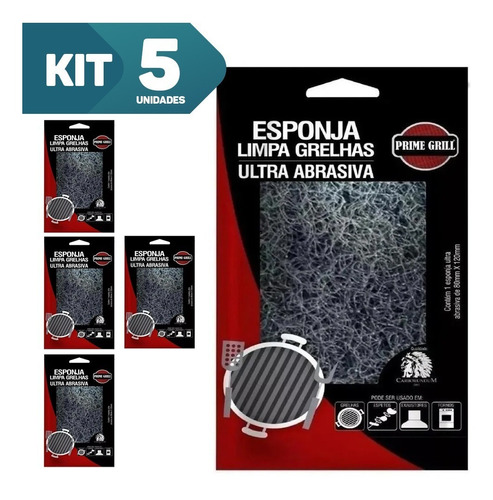 5x Esponja Ultra Abrasiva Limpa Grelhas Churrasqueira Chapa