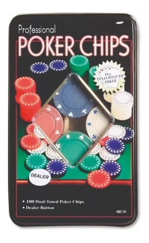 Poker Chips 100 Fichas De Poker Professional Caja De Chapa