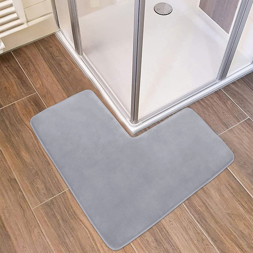 Alfombra De Esquina Para Baño En Forma De L, Suave Y Absorbe