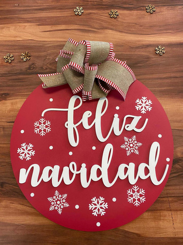 Imagen 2 de 9 de Colgante Para Puerta Navideño, Personalizado 40cm, Navidad