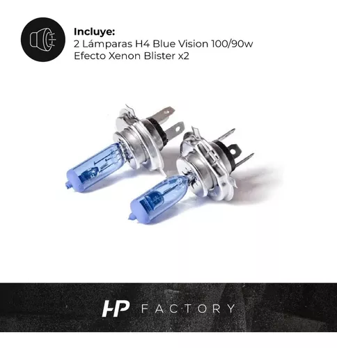 Lampara H4 Blue Vision 100/90w Efecto Xenon Blister X2