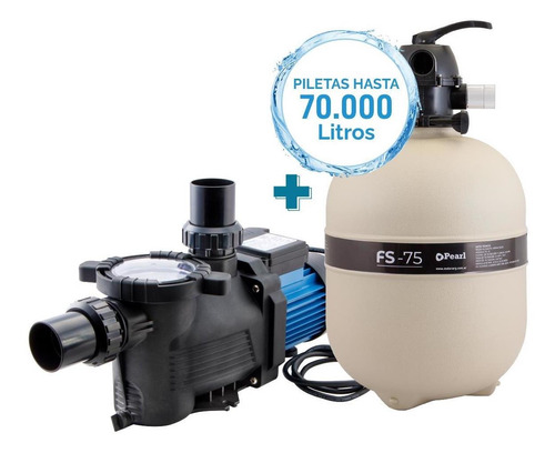 Imagen 2 de 12 de Combo Filtro Arena 75 + Bomba Pileta Pearl 0.75 Hp