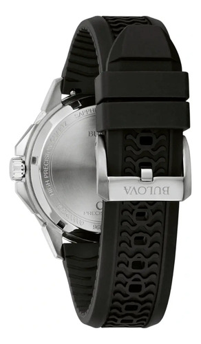 Reloj Bulova Hombre 96b432 Time Square Correa Negro Bisel Negro Fondo Plateado