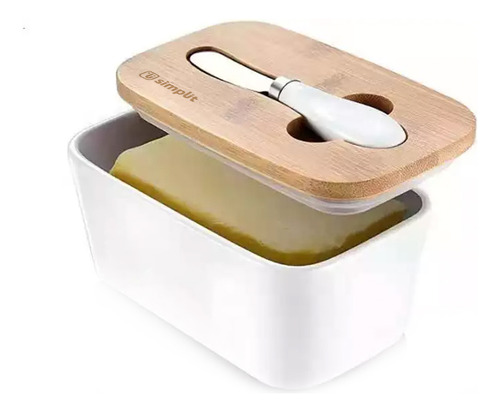 Pack Mantequillero+ Cuchillo+panera Metálica Simplit Color Blanco