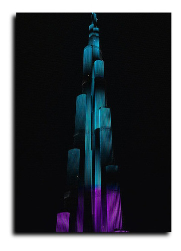 Cuadro Decorativo Canvas 50x60cm Edificio Luces Neon