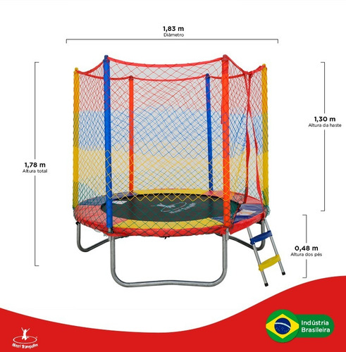 Henri Trampolim Cama elástica Click 1.83 m cor da tela preta