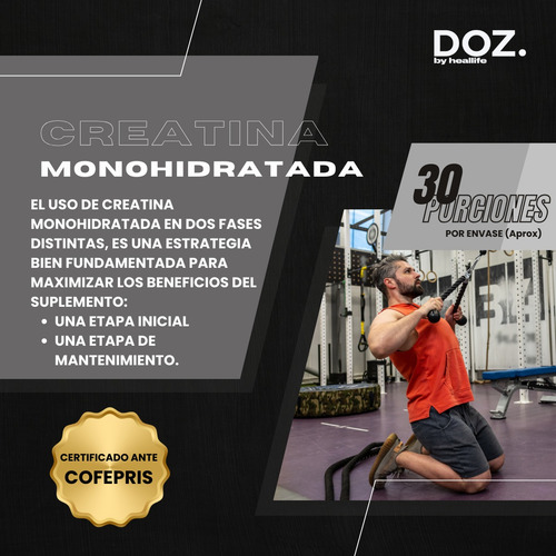 Doz Creatina Monohidratada De Alta Pureza Con Certificación Sin Sabor