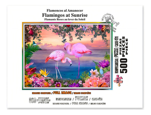Rompecabezas Premium Edition 500 Pzs, Flamencos En El Amanecer