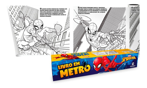 Livro Em Metro - Homem Aranha - Para Colorir Auto Adesivo