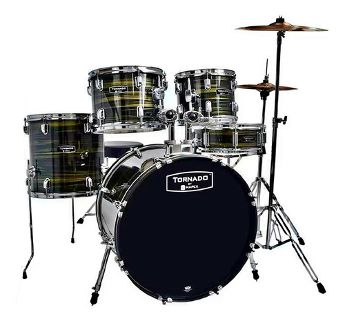 Bateria Mapex Tnd5254tcfj Tornado 5 Piezas Con Platillos Msi Color Brown Wood Grain