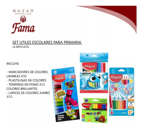 Kit Escolar Set Utiles Maped X4 Articulos Jardin Infantil